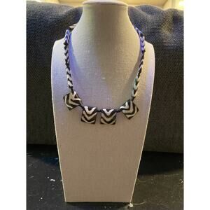 African Batik Bone Necklace Handmade Beaded Unique Barrel Clasp